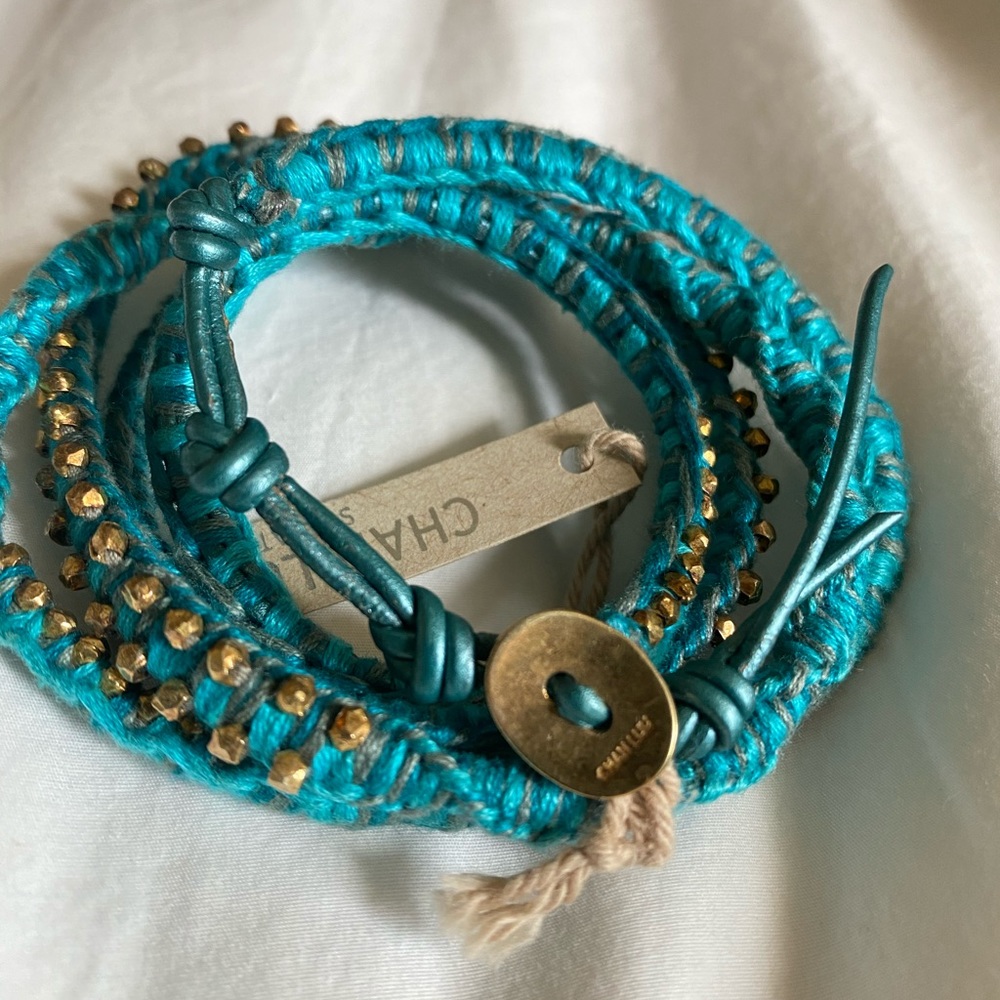 Chan Luu turquoise bracelet with gold nuggets